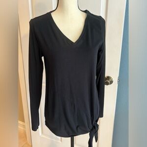 Any Body Black long Sleeve Top Side Tie Bottom Shaping Seams Oversized XS